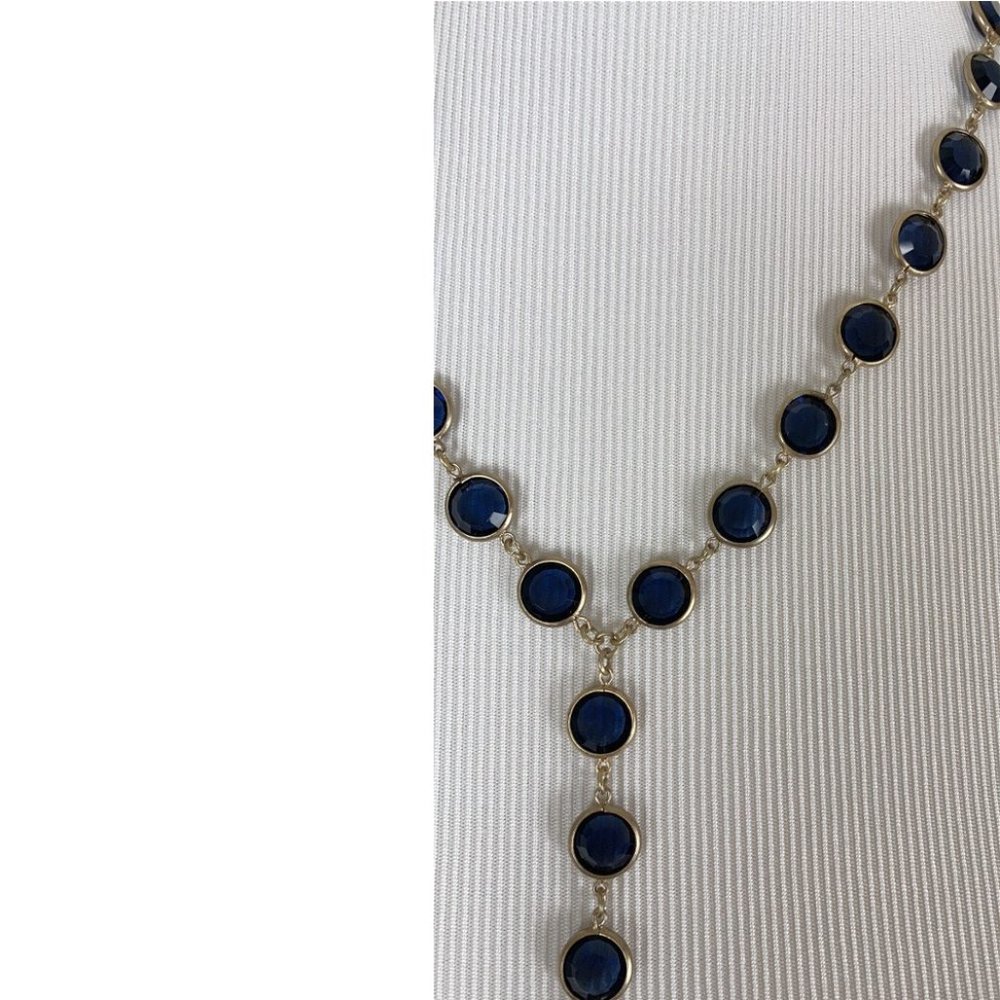 TRADED NWT Chico's Gold & Blue Statement Necklace - Picture 3 of 7